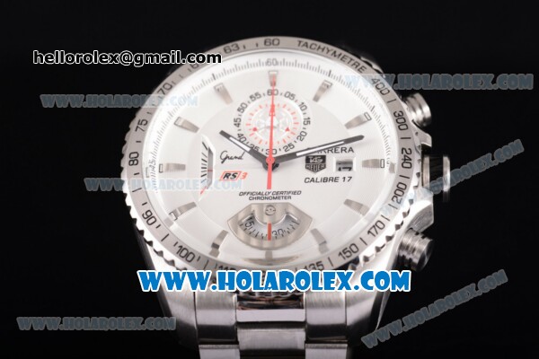 Tag Heuer Grand Carrera Calibre 17 RS3 Miyota Quartz Full Steel with White Dial and Stick Markers - Click Image to Close